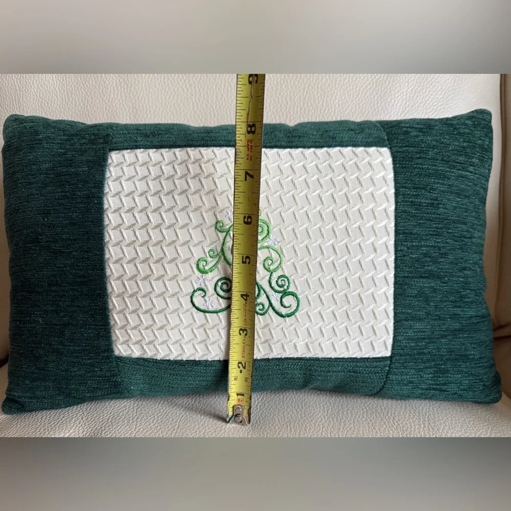 Green & Cream Christmas Tree Design Holiday Pillow